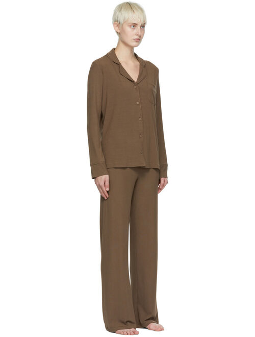 SKIMS Brown Soft Lounge Shirt & Lounge Pants Set