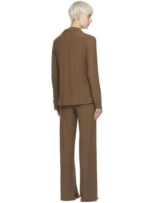 SKIMS Brown Soft Lounge Shirt & Lounge Pants Set