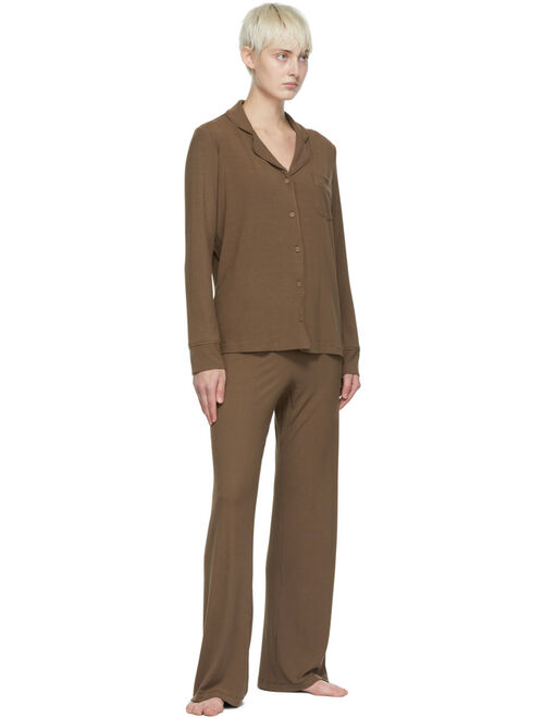 SKIMS Brown Soft Lounge Shirt & Lounge Pants Set