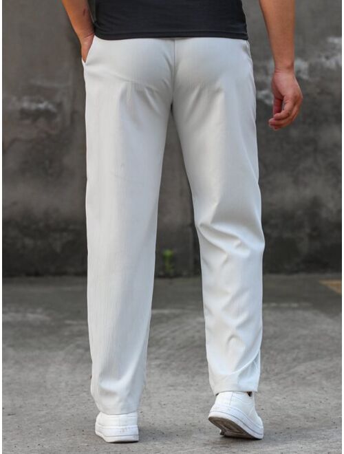 Shein Men Letter Patched Drawstring Waist Straight Leg Pants