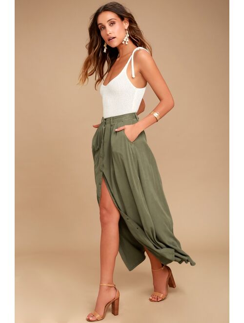 Pistola My Squad Olive Green Maxi Skirt