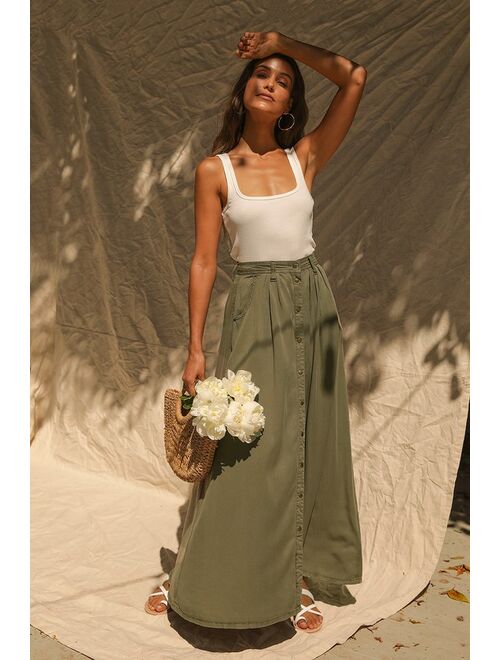 Pistola My Squad Olive Green Maxi Skirt