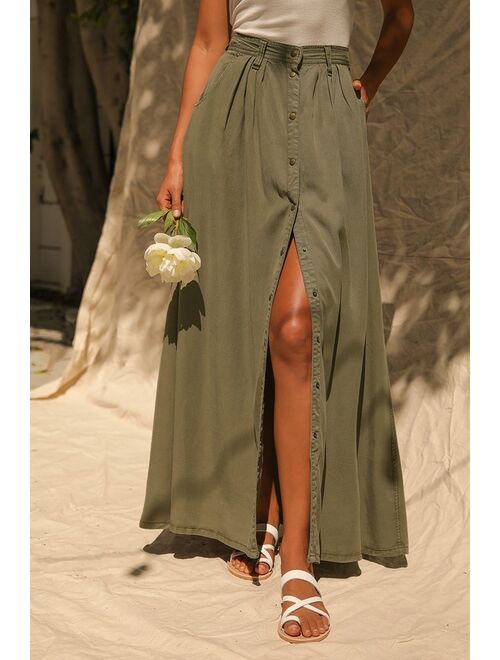 Pistola My Squad Olive Green Maxi Skirt