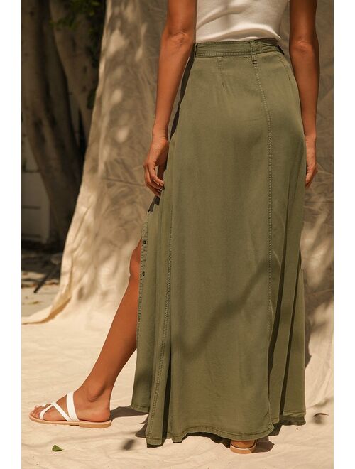 Pistola My Squad Olive Green Maxi Skirt