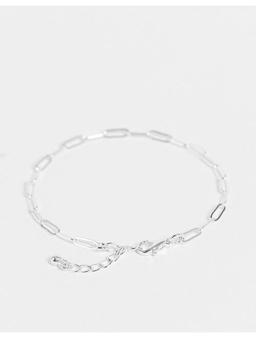 ASOS DESIGN pack of 3 silver plated fine bracelets in mixed chain in silver tone