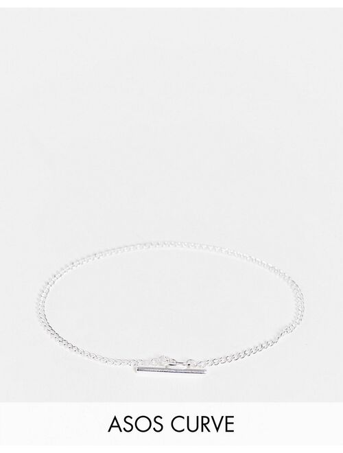 ASOS DESIGN Curve sterling silver t bar bracelet