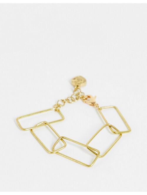 People Tree handmade rectangle gold brass bracelet