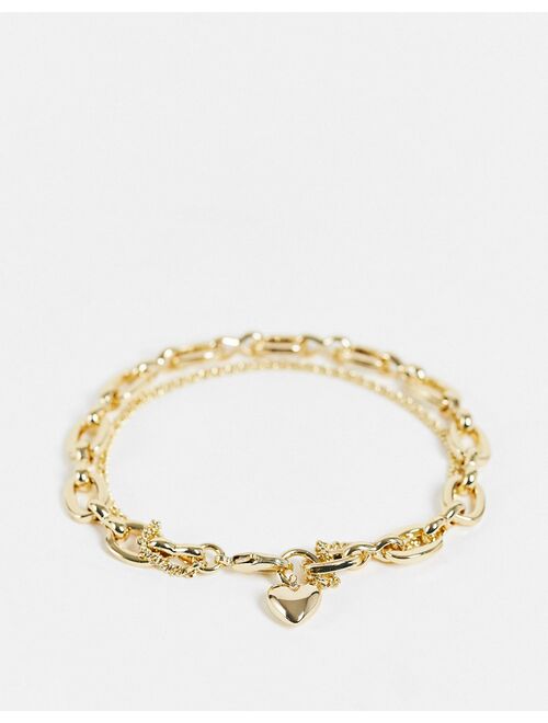 & Other Stories heart chain bracelet in gold