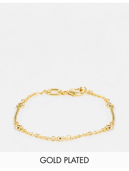 DesignB London chain and crystal bracelet in gold