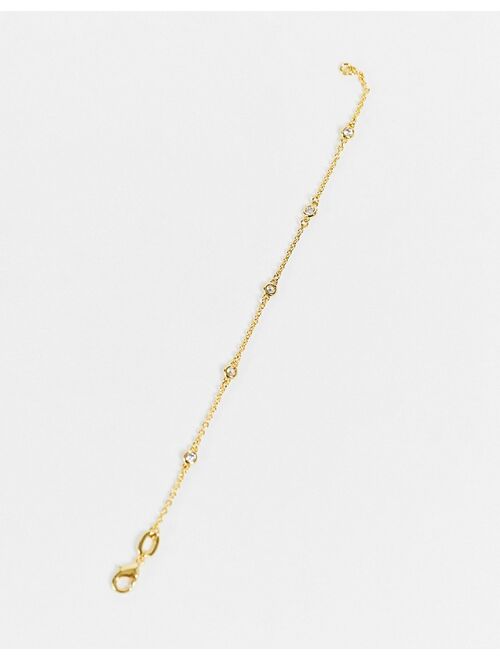 DesignB London chain and crystal bracelet in gold