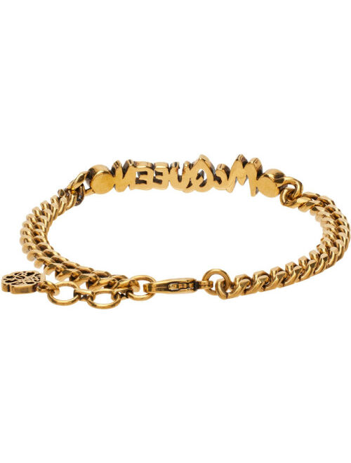 ALEXANDER MCQUEEN Gold Graffiti Chain Bracelet