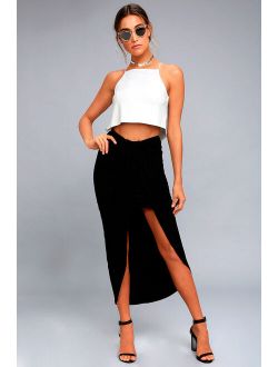 Scenic Drive Black Wrap Midi Skirt