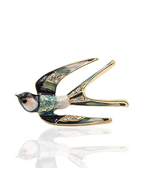 Comelyjewel Premium Lovely Crystal Swallow Animal Brooch Bird Lapel Pin Badge Women Jewelry