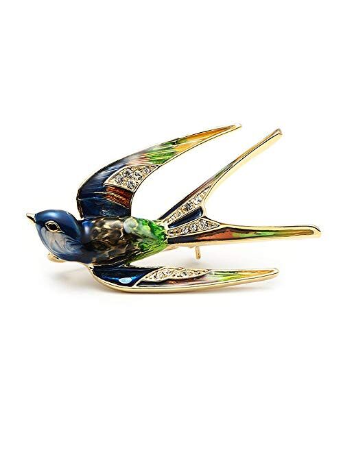 Comelyjewel Premium Lovely Crystal Swallow Animal Brooch Bird Lapel Pin Badge Women Jewelry