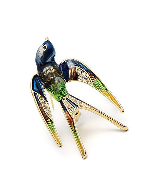 Comelyjewel Premium Lovely Crystal Swallow Animal Brooch Bird Lapel Pin Badge Women Jewelry