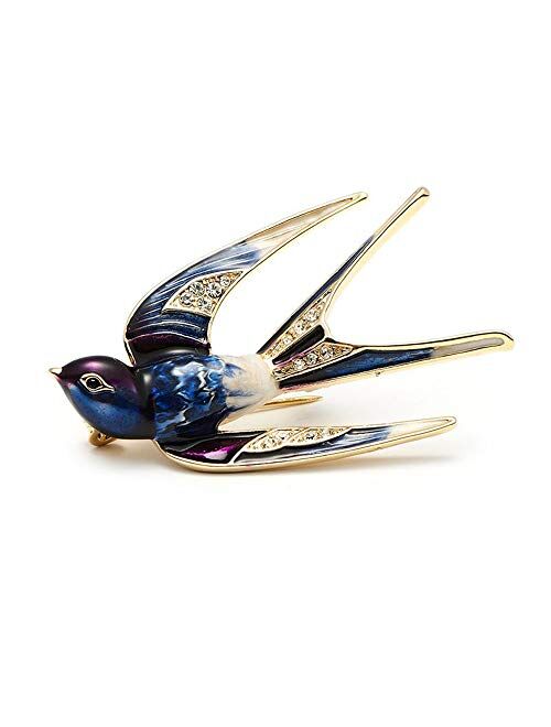 Comelyjewel Premium Lovely Crystal Swallow Animal Brooch Bird Lapel Pin Badge Women Jewelry