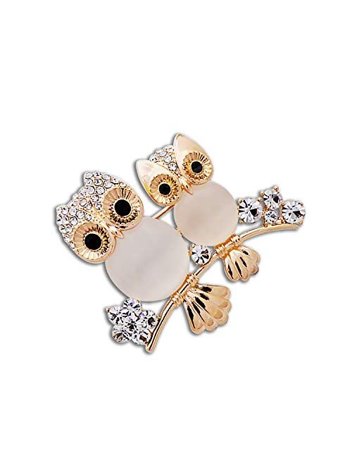 Comelyjewel Brooch Owl Shape Rhinestone Covered Crystal Beauty Brooch Pin Scarves Shawl Clip For Women Ladies