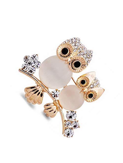 Comelyjewel Brooch Owl Shape Rhinestone Covered Crystal Beauty Brooch Pin Scarves Shawl Clip For Women Ladies