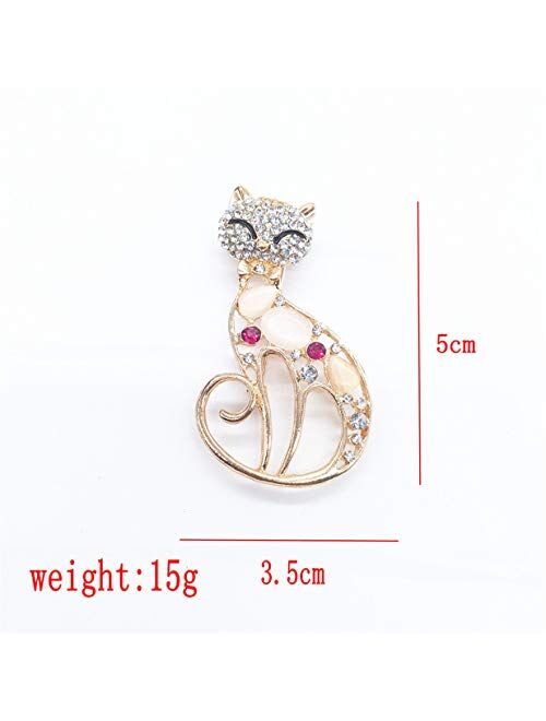 LALANG Women Vintage Black Crystal Cute Cat Brooch Pins Clothing Bag Accessories