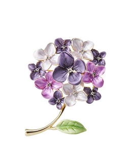 Jana Winkle Enamel Purple Lilac Flower Brooches Women Collar Hydrangea Weddings Brooch Pins