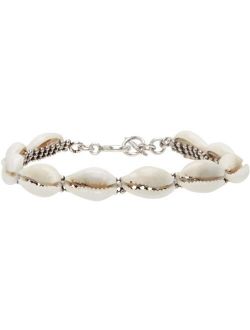 Silver & Off-White Cauris Flower Bracelet