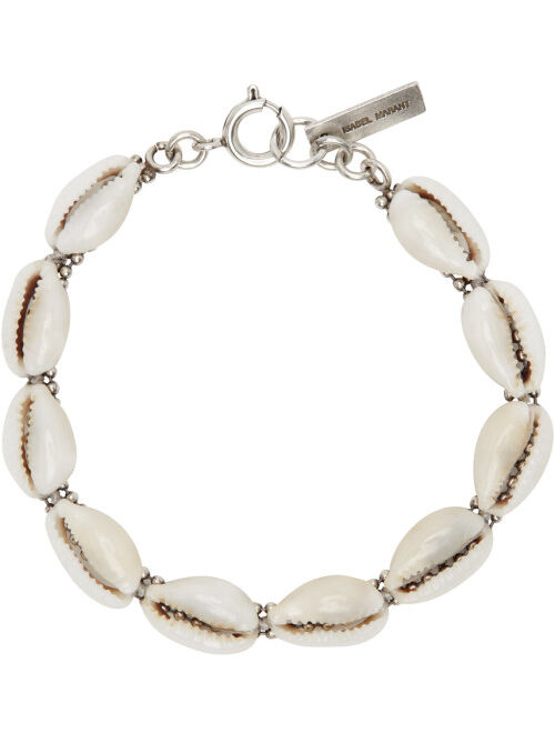 ISABEL MARANT Silver & Off-White Cauris Flower Bracelet