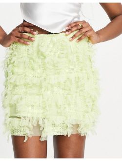 ASOS EDITION textured mesh mini skirt in lime green