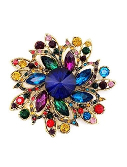 LAXPICOL Vintage Women's Austrian Crystal Elegant Flower Brooch Wedding Broach Pin