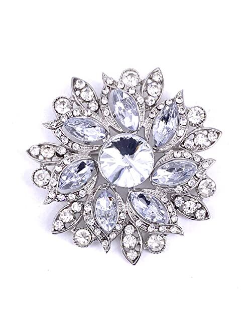 LAXPICOL Vintage Women's Austrian Crystal Elegant Flower Brooch Wedding Broach Pin