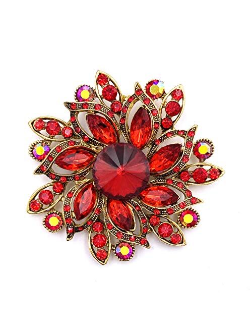 LAXPICOL Vintage Women's Austrian Crystal Elegant Flower Brooch Wedding Broach Pin