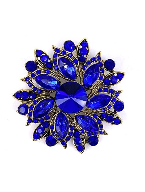 LAXPICOL Vintage Women's Austrian Crystal Elegant Flower Brooch Wedding Broach Pin