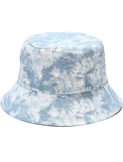 Bearun Tie Dye Bucket Hat Reversible Cotton Multicolored Fisherman Cap Packable Sun Hat