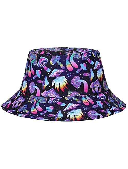 Bearun Tie Dye Bucket Hat Reversible Cotton Multicolored Fisherman Cap Packable Sun Hat