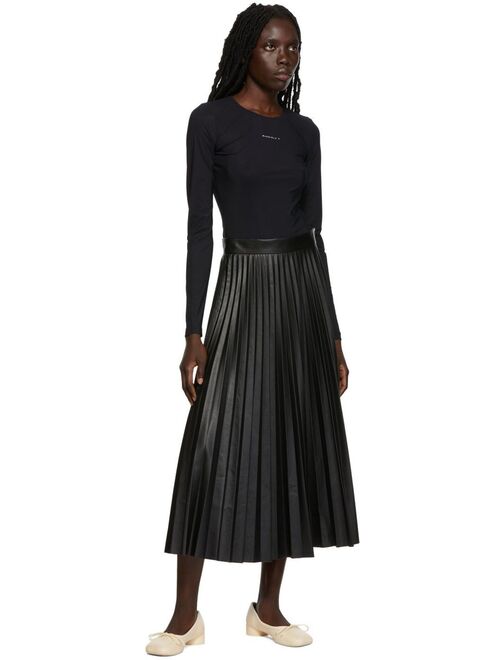 MM6 MAISON MARGIELA Black Plisse Pleated Midi Skirt