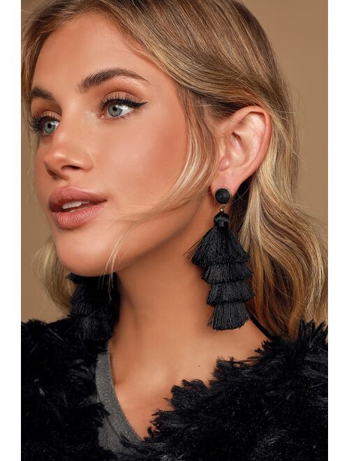 Lulus Chic Factor Taupe Tassel Earrings