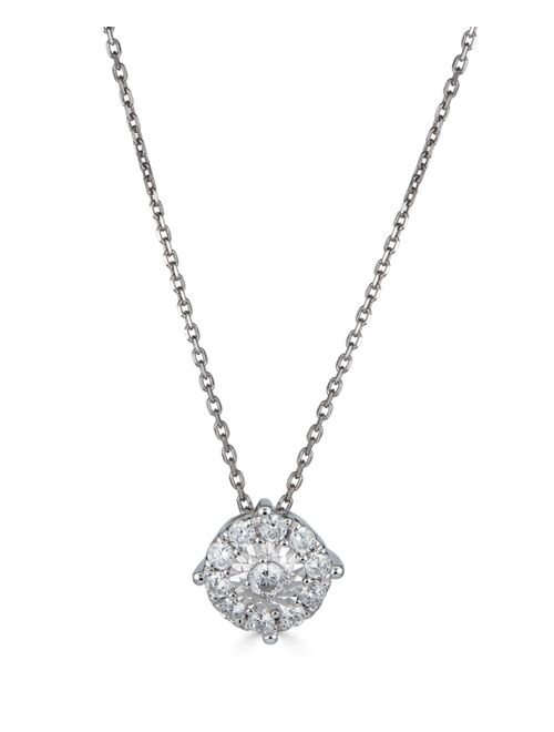 Macy's 2-Pc. Diamond (1/2 ct. t.w.) Halo Pendant Necklace & Matching Stud Earring Set in 14k Gold