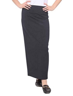 Kosher Casual Women's Modest Cotton Stretch Long Maxi Pencil Skirt