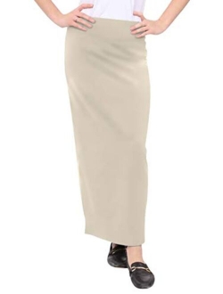 Kosher Casual Women's Modest Cotton Stretch Long Maxi Pencil Skirt