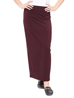 Kosher Casual Women's Modest Cotton Stretch Long Maxi Pencil Skirt