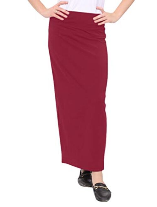 Kosher Casual Women's Modest Cotton Stretch Long Maxi Pencil Skirt