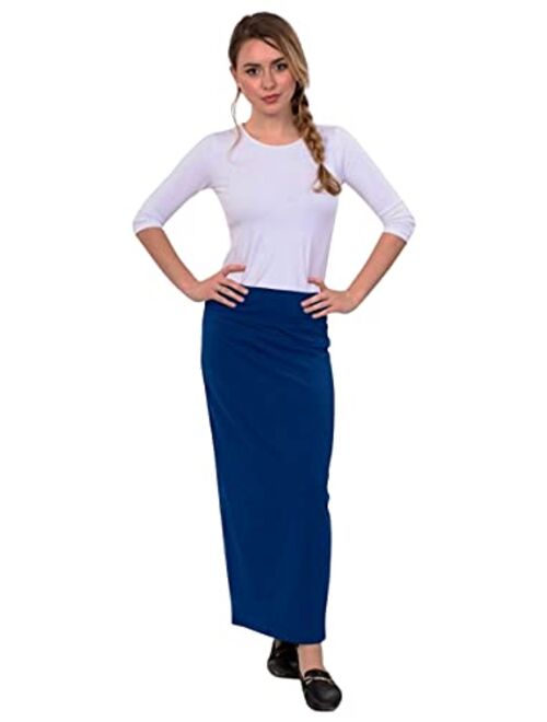 Kosher Casual Women's Modest Cotton Stretch Long Maxi Pencil Skirt