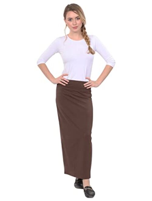 Kosher Casual Women's Modest Cotton Stretch Long Maxi Pencil Skirt