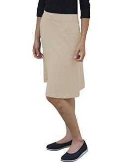 Kosher Casual Women's Modest Knee-Length A-Line Lightweight Cotton Spandex Skirt