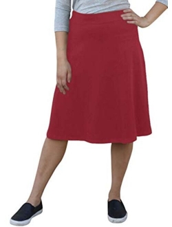 Kosher Casual Women's Modest Knee-Length A-Line Lightweight Cotton Spandex Skirt