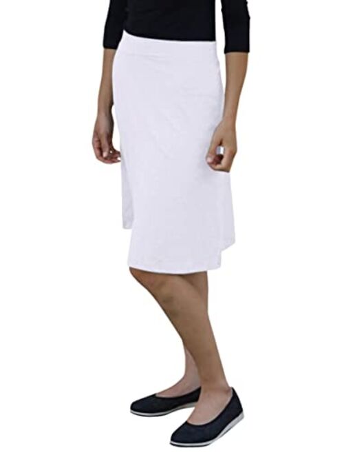 Kosher Casual Women's Modest Knee-Length A-Line Lightweight Cotton Spandex Skirt