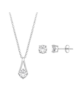 PRIMROSE Cubic Zirconia Drop Pendant Necklace & Stud Earrings