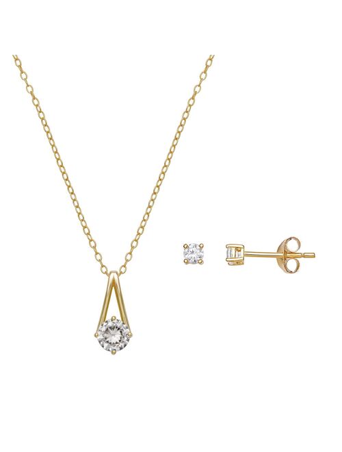 PRIMROSE Cubic Zirconia Drop Pendant Necklace & Stud Earrings