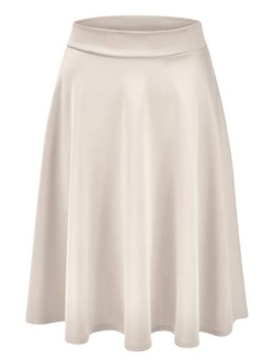 EIMIN Women's Basic Versatile Stretchy Flared Casual Midi Skater Skirt (S-3XL)