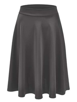 EIMIN Women's Basic Versatile Stretchy Flared Casual Midi Skater Skirt (S-3XL)