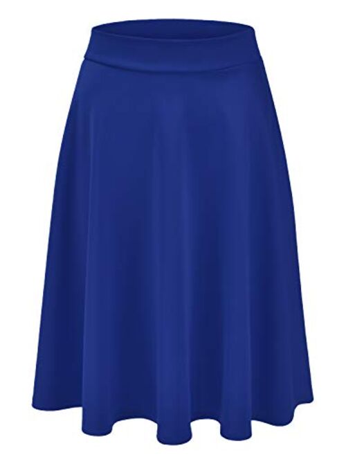 EIMIN Women's Basic Versatile Stretchy Flared Casual Midi Skater Skirt (S-3XL)